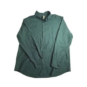 LL Bean Mens XL Green Houndstooth Button Down‎ Shirt Traditional Fit Cotton
